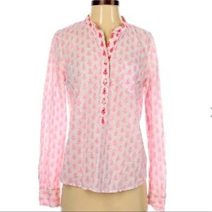 J. Crew Pink and White Blouse